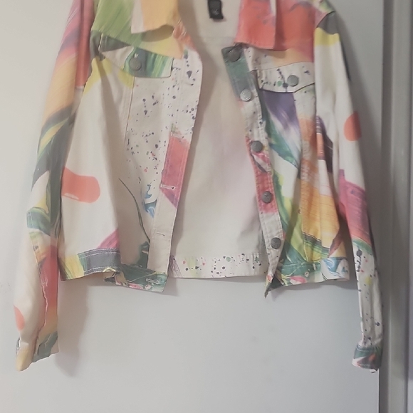 Colorful Abstract Jean Jacket - Picture 6 of 7